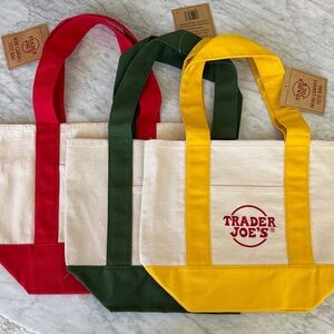 Trader Joe's Mini Tote Bag Set - Red, Green, Yellow
